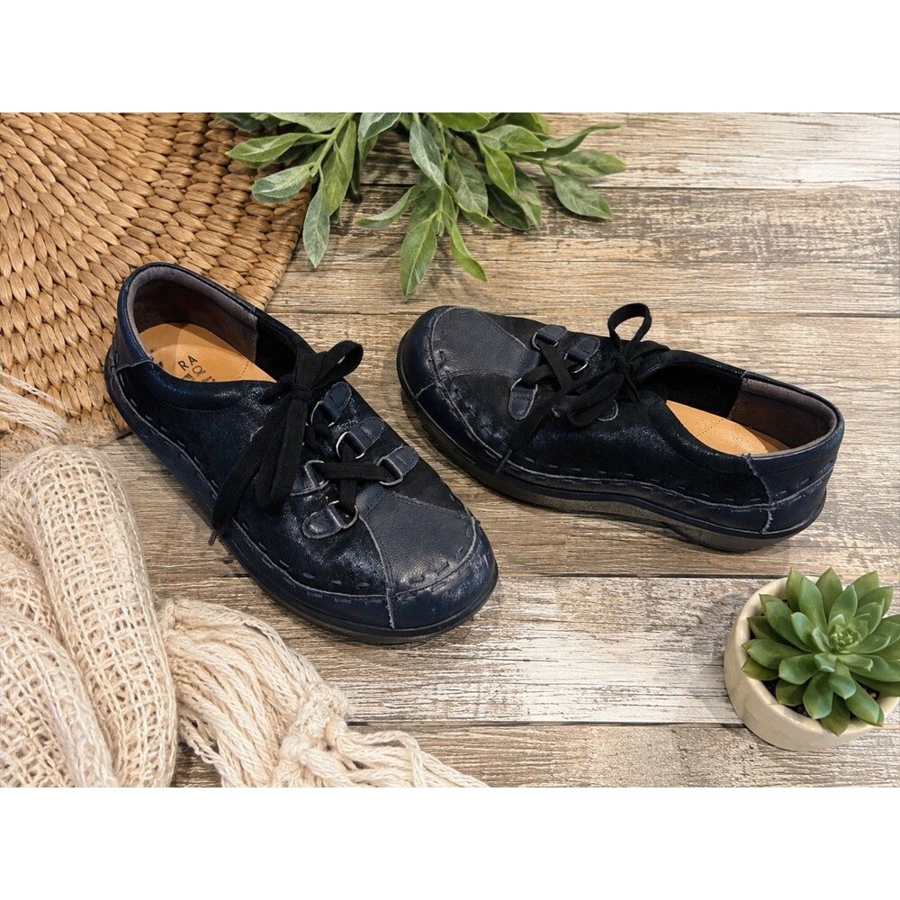 Super Support Shoes Womens size 7.5 EU 38 Black Leather Lace Up Comfort Ziera